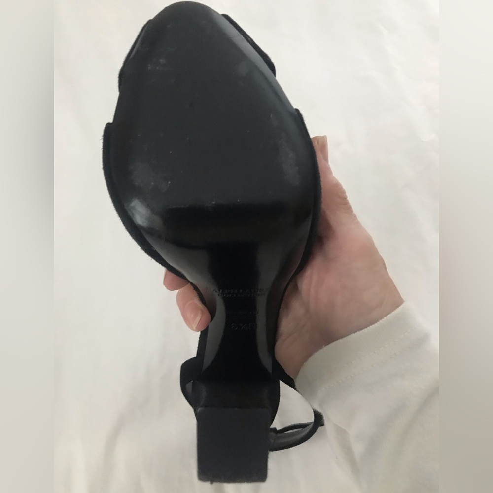 MINT! Ralph Lauren Purple Label Kabria Black Suede Heel - Picture 3 of 14
